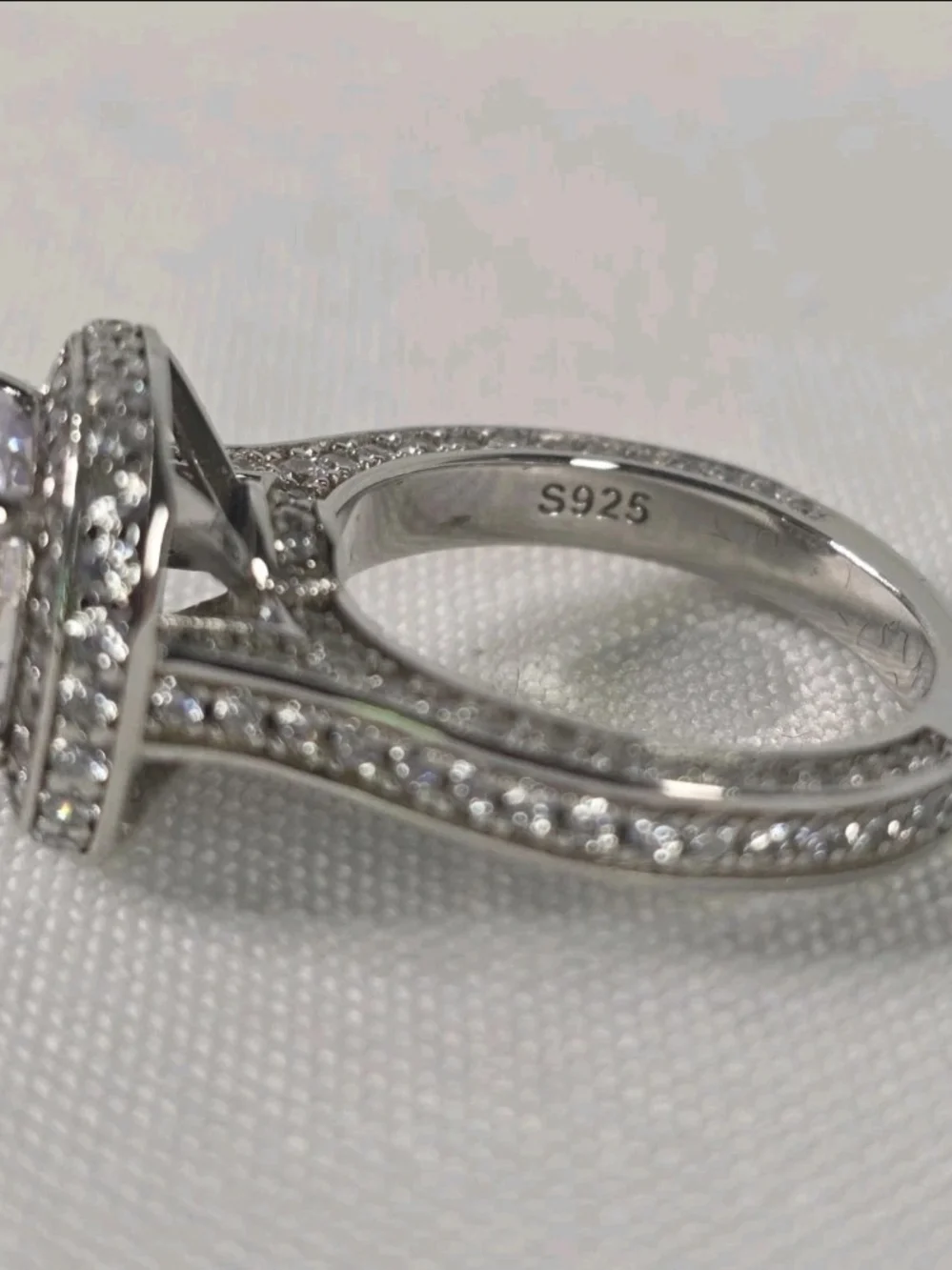 Italo Halo White Sapphire Engagement Ring 925 Sterling Silver Size 5 New in Box